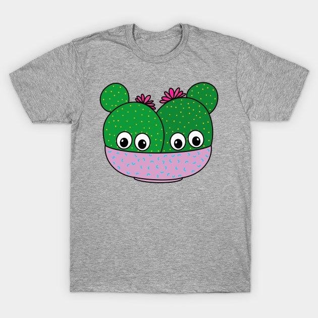 Cute Cactus Design #315: Cacti Couple With Cute Blooms T-Shirt by DreamCactus